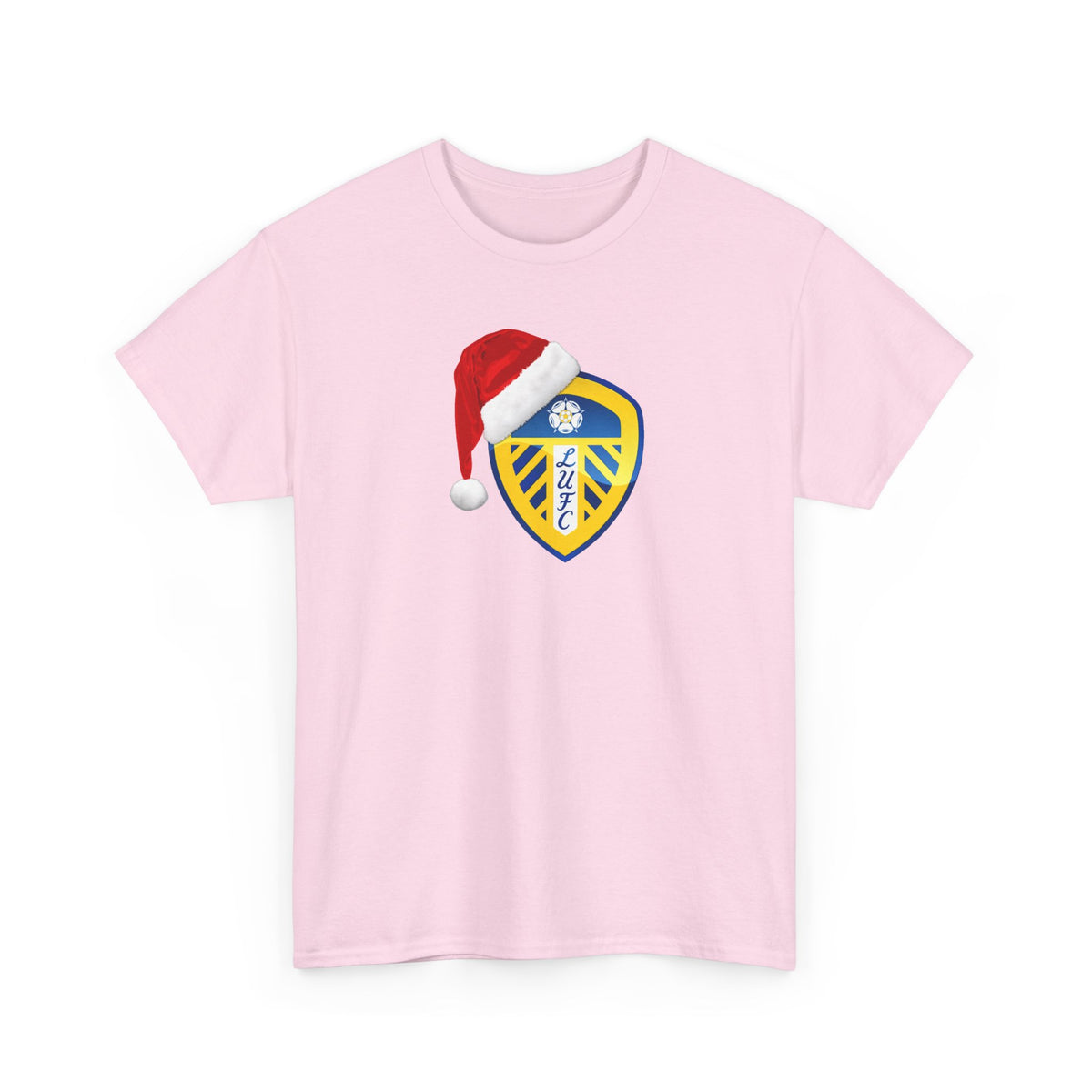 Leeds United Santa Hat Christmas Soccer Crest T‑Shirt – Festive Football Fan Tee