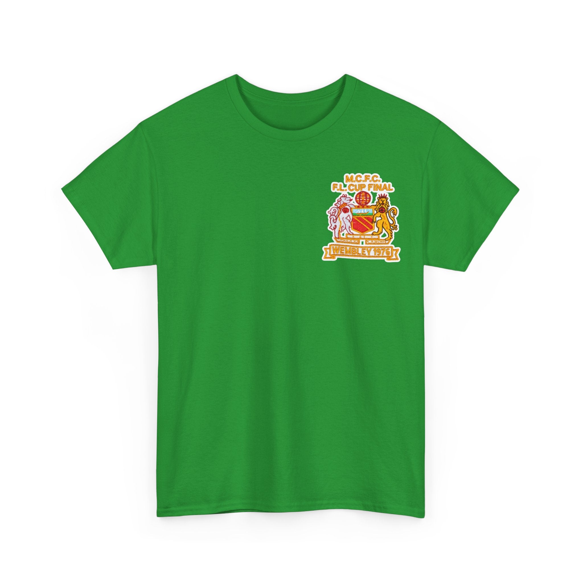 Manchester City 1976 League Cup Final Crest Cotton T‑Shirt — Vintage Football Fan Tee