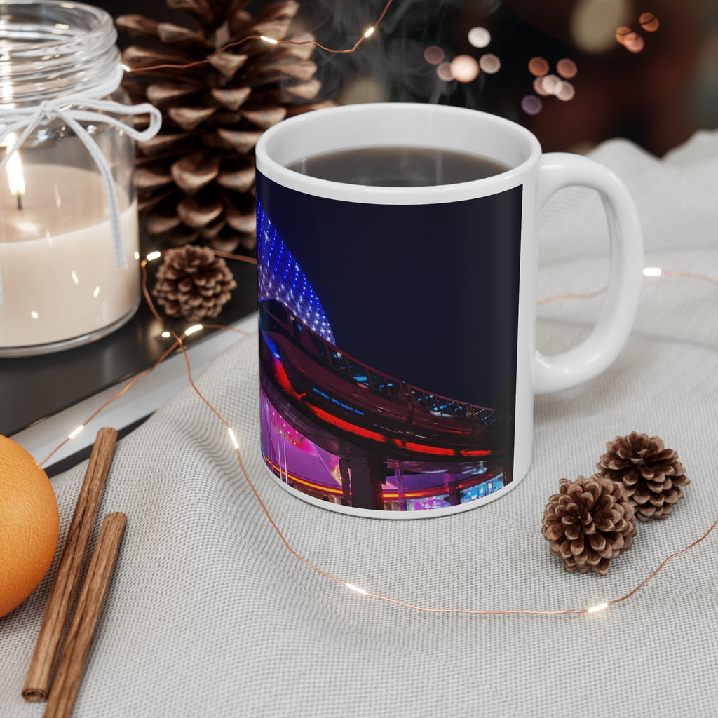 Epcot Walt Disney World Nighttime Neon Dome Coffee Mug — Colorful LED Lights Ceramic Cup (11oz/15oz)