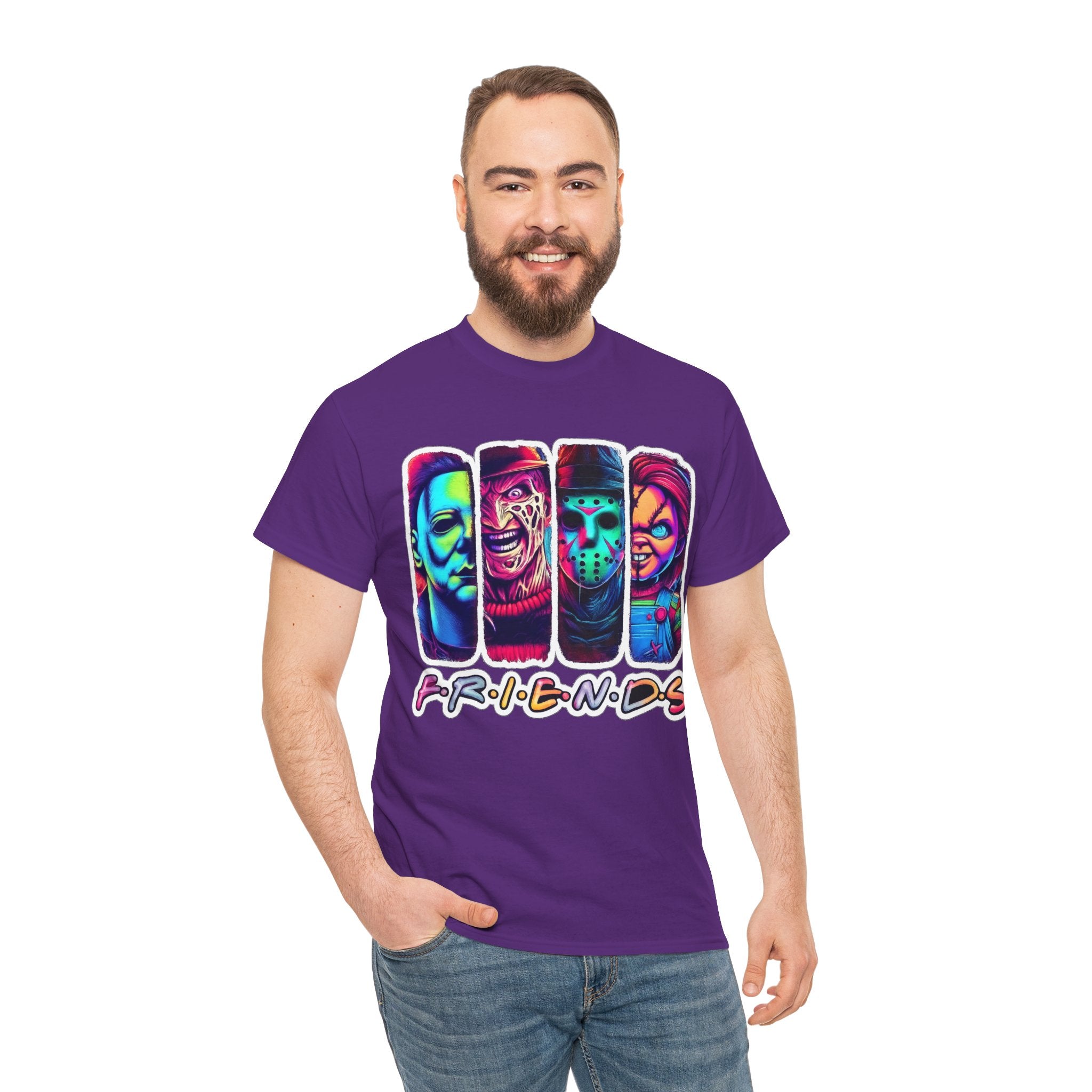 Halloween Horror Icons "Friends" T-Shirt — Neon Retro Slasher Tee