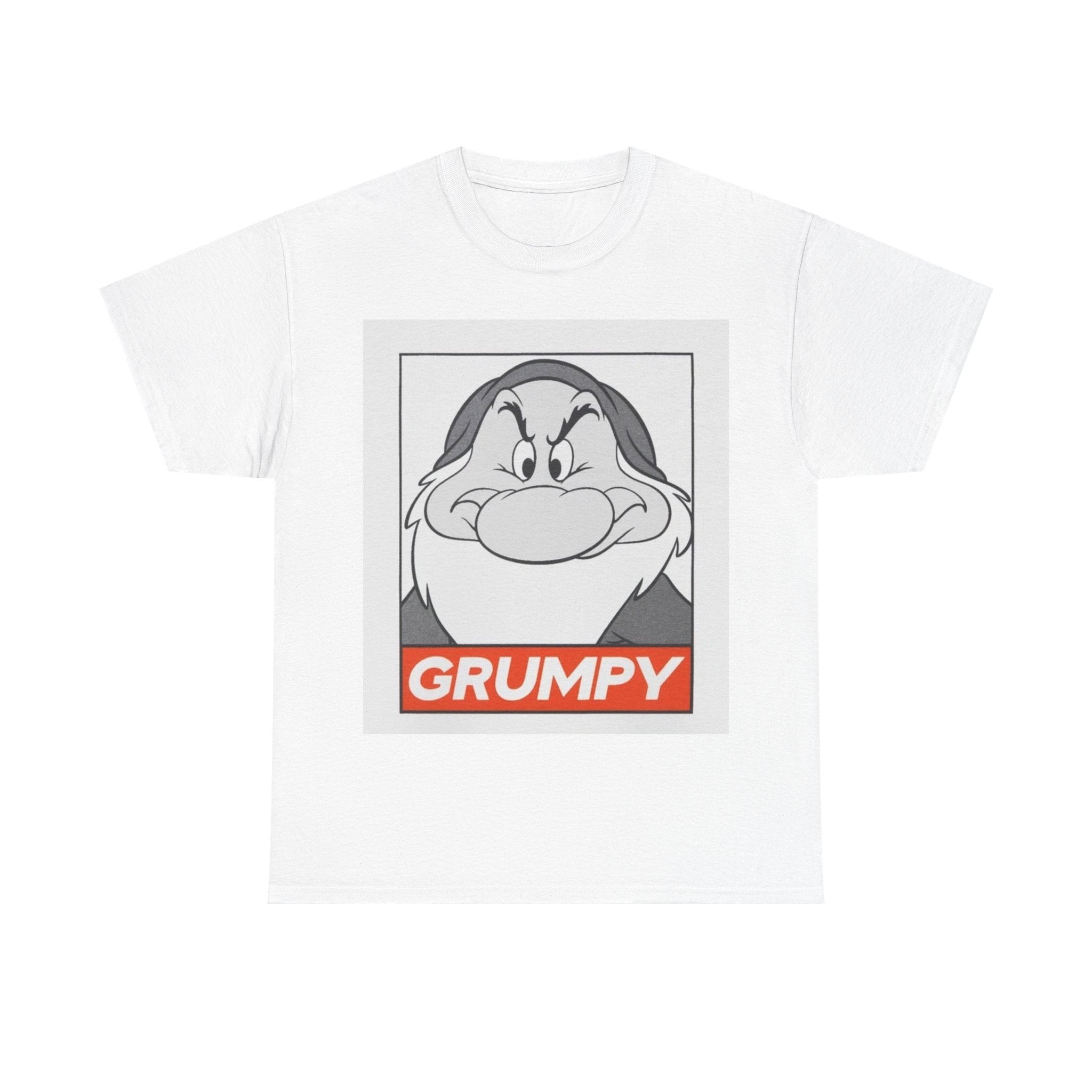 Grumpy Dwarf Graphic Tee — Vintage Cartoon Face "GRUMPY" Shirt