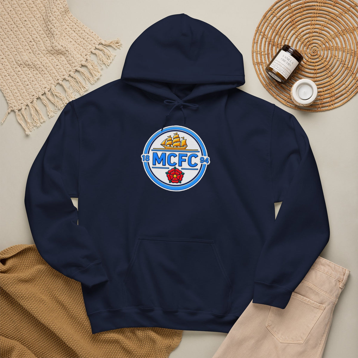 MCFC Logo Hoodie – Vintage Football Club Crest Pullover
