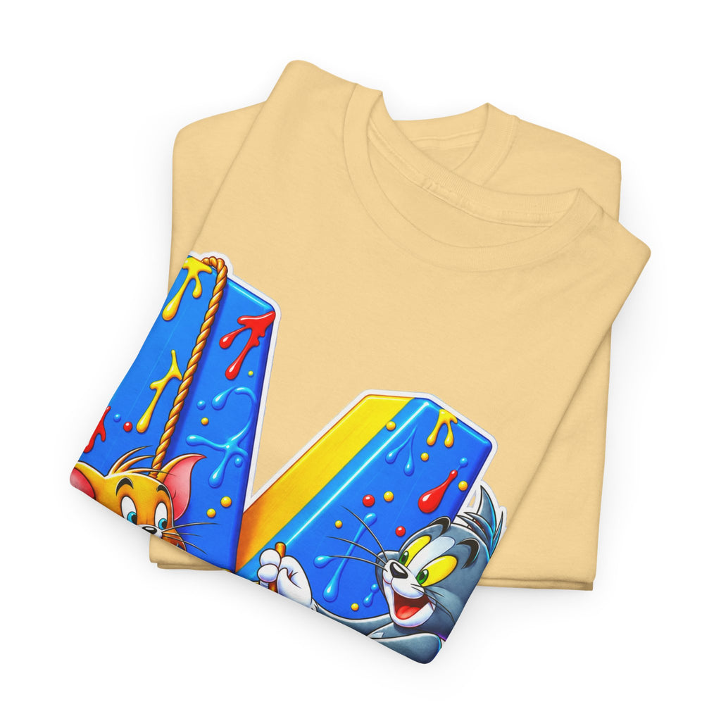 Tom & Jerry Letter M Cotton T-Shirt — Retro Cartoon Graphic Tee