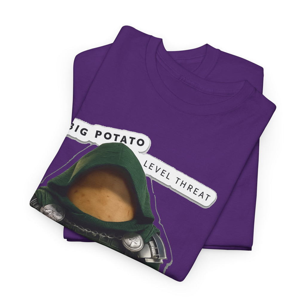 Big Potato "Level Threat" Doom Tee — Funny Potato Soldier Graphic T-Shirt