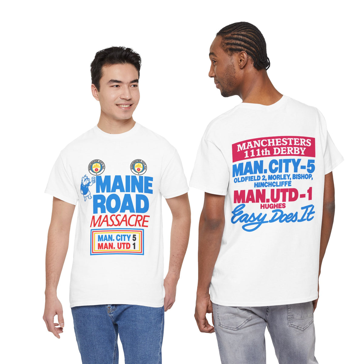 Maine Road Massacre Retro Cotton T-Shirt — Man City 5 vs Man Utd 1 Retro September 1989 Derby T‑Shirt