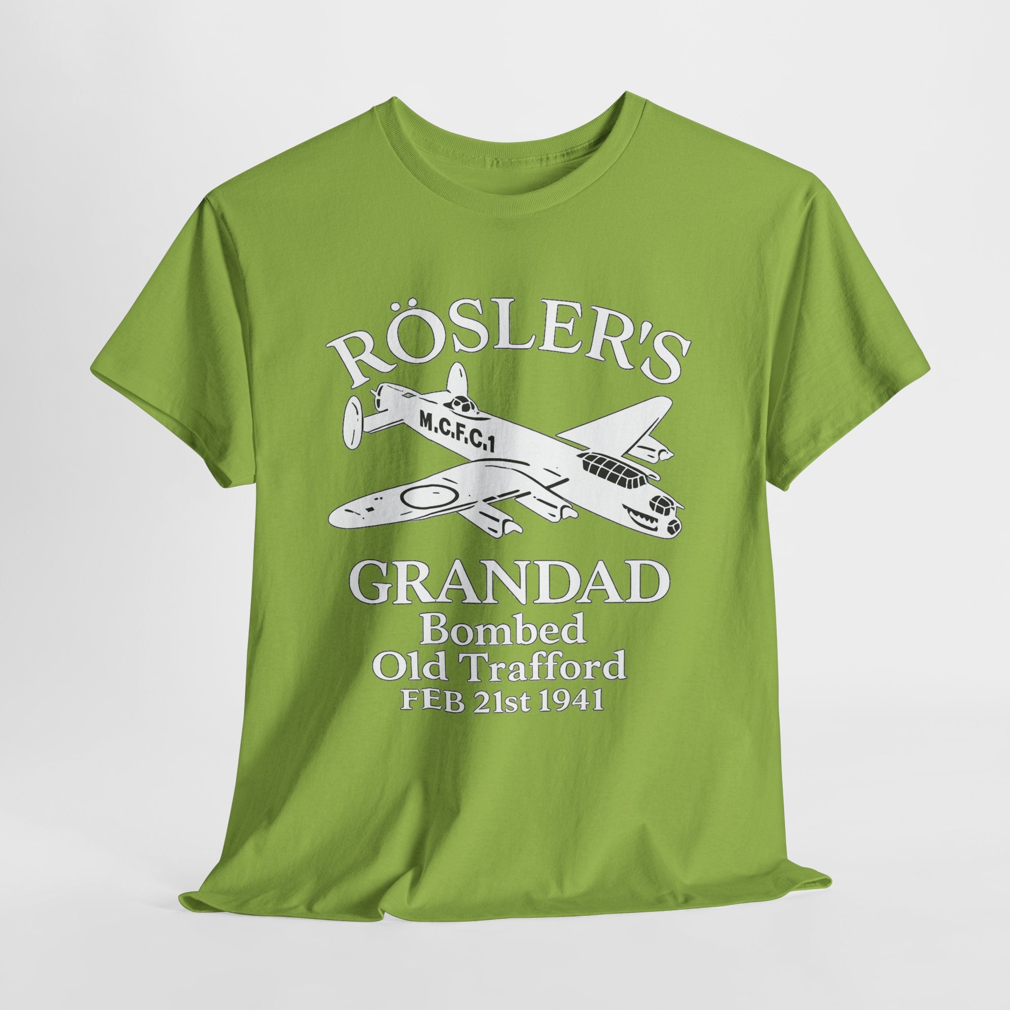 Rösler's Grandad Bombed Old Trafford Tee — WWII Tribute Military Plane Shirt (Feb 21, 1941)