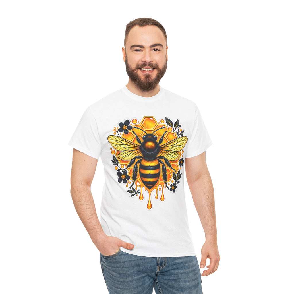 Manchester Bee Honeycomb T‑Shirt — Floral Dripping Honey Graphic Tee