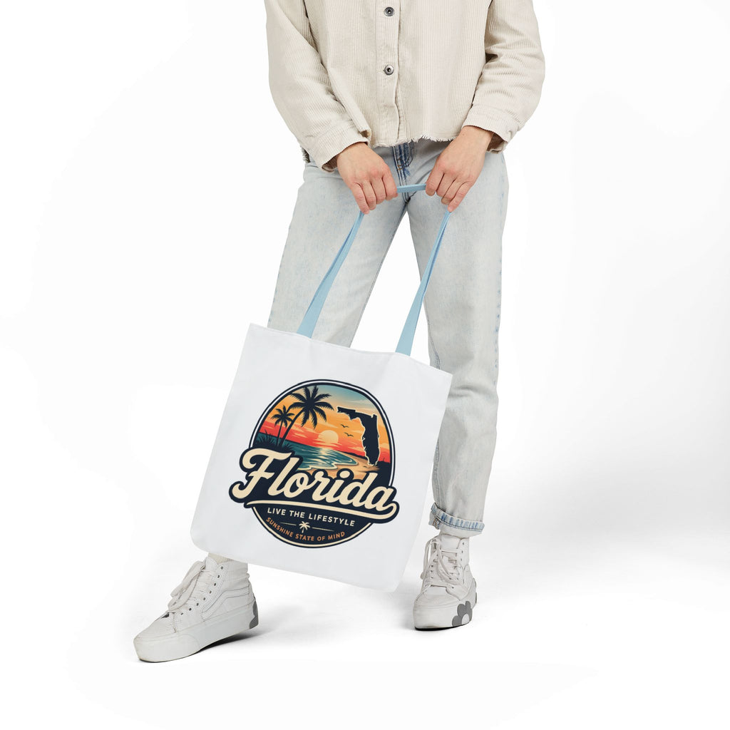 Florida Sunset Canvas Tote Bag — Retro Palm Beach Design