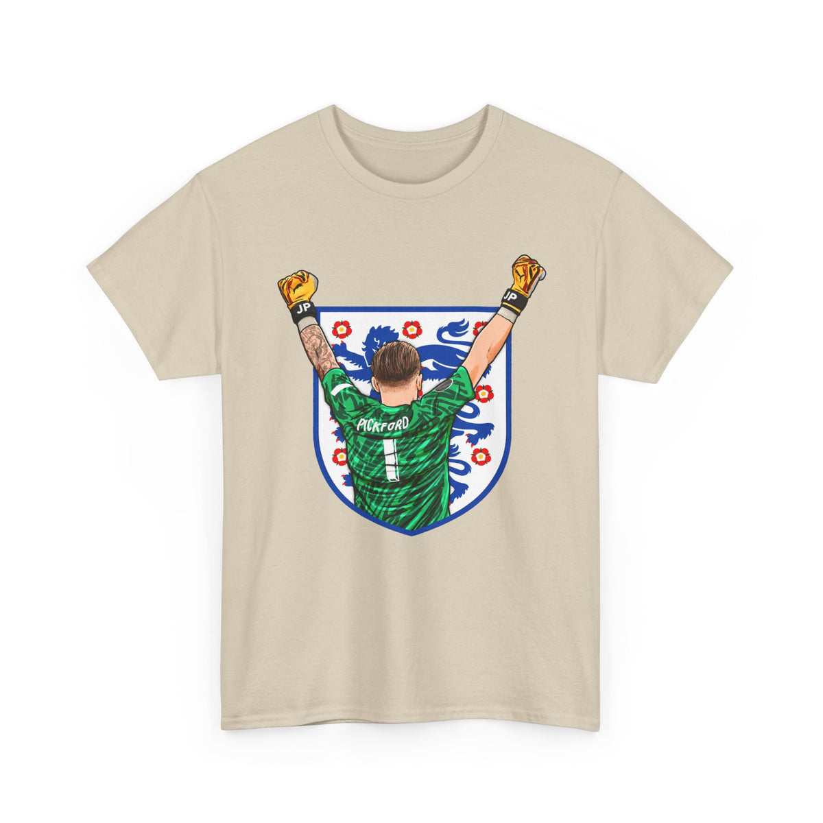 Pickford England Number 1 Goalkeeper Graphic Tee — Victory Pose Jersey Design