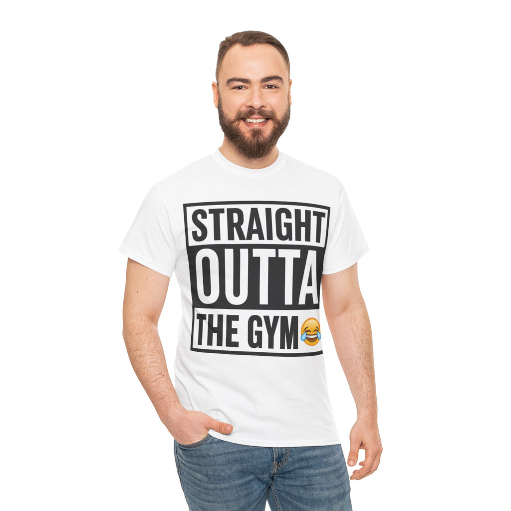 Straight Outta the Gym T-Shirt — Funny Gym Workout Tee with Laughing Emoji