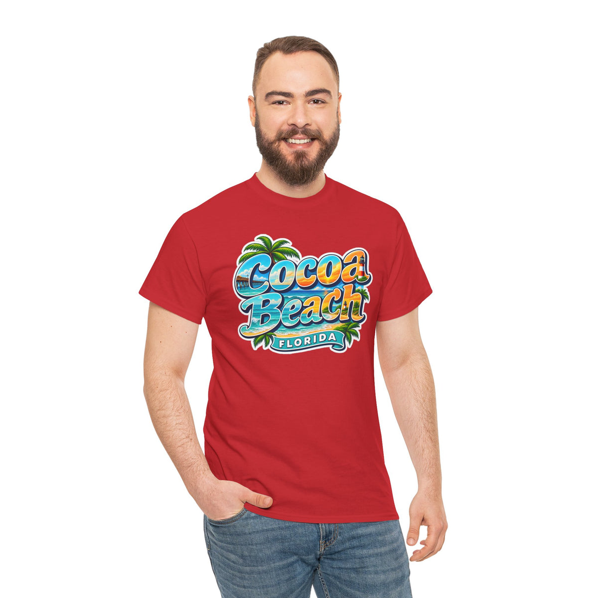 Cocoa Beach Florida Vintage Surf Cotton T-Shirt