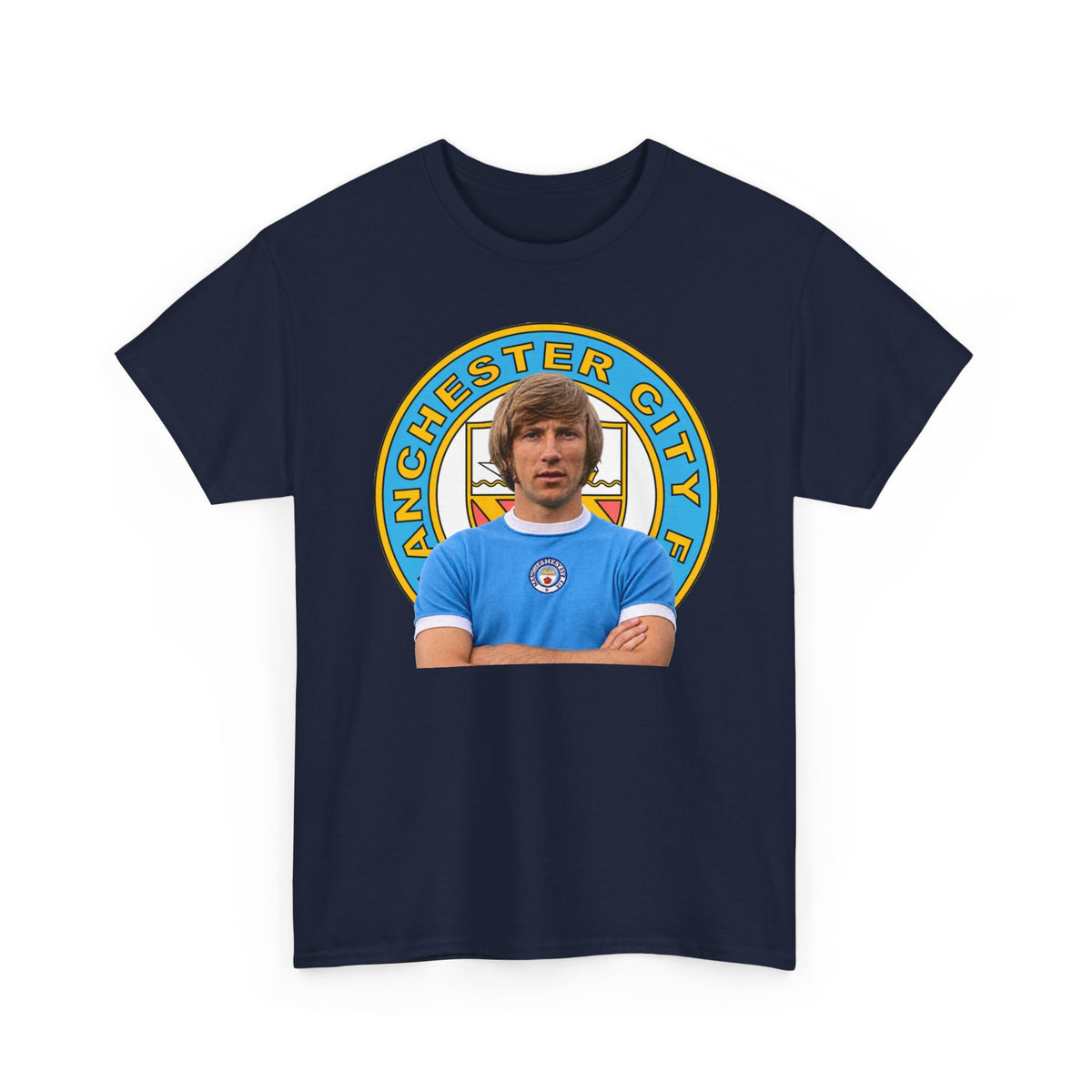 Colin Bell Manchester City Legend Cotton Tee — Retro Player Graphic
