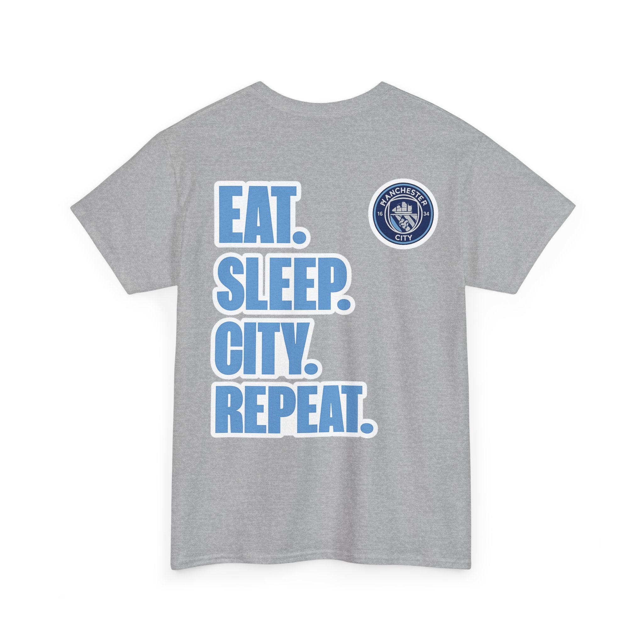 Manchester City T-Shirt – 'Eat. Sleep. City. Repeat.' Football Fan Tee