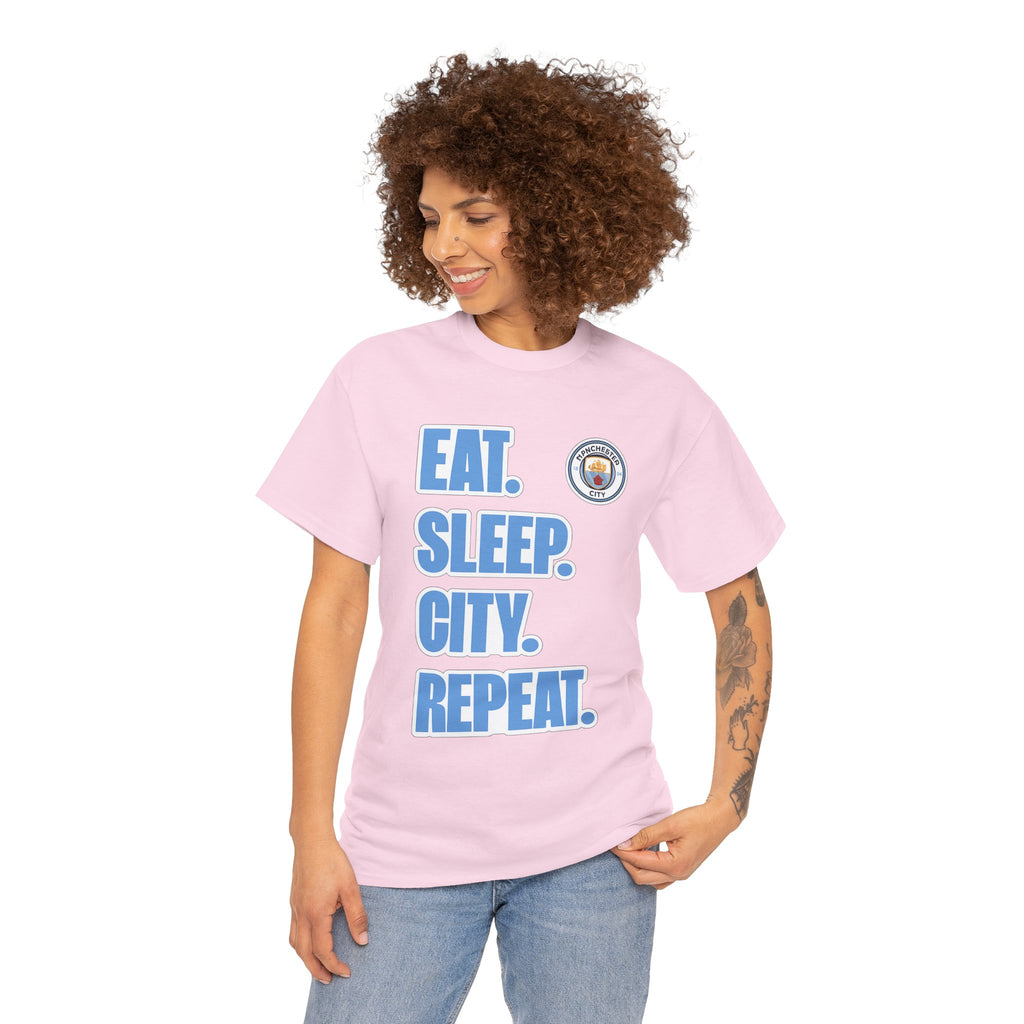 Eat. Sleep. City. Repeat. T‑Shirt — Manchester City Fan Tee