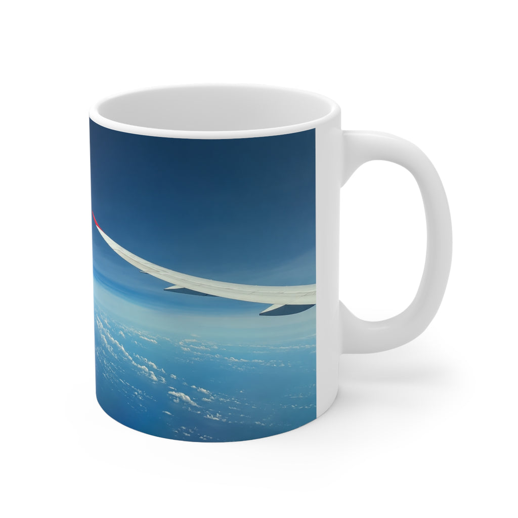 Aerial Sky View Ceramic Coffee Mug — Airplane Window Photo, 11oz & 15oz