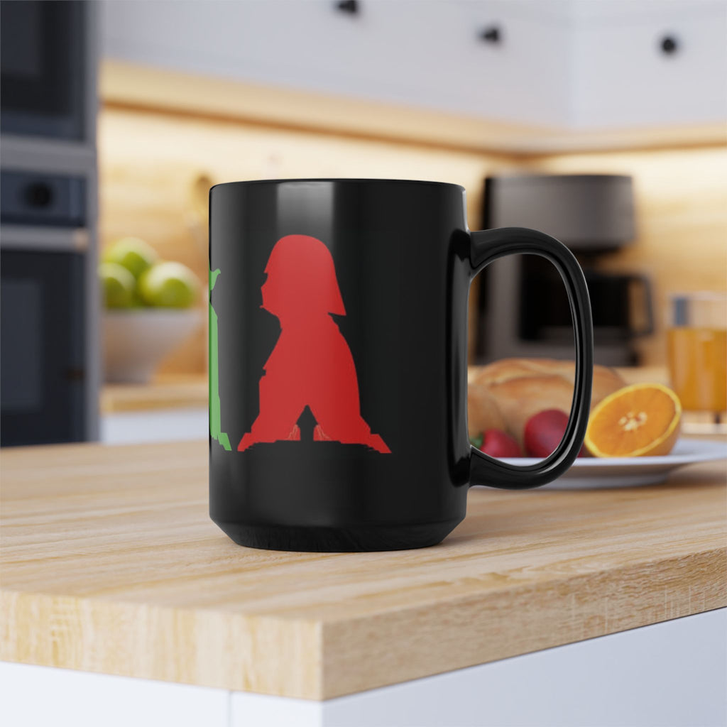 Star Wars Silhouette Mug — Yoda, Vader & Luke Color Portrait Coffee Cup (11oz/15oz)