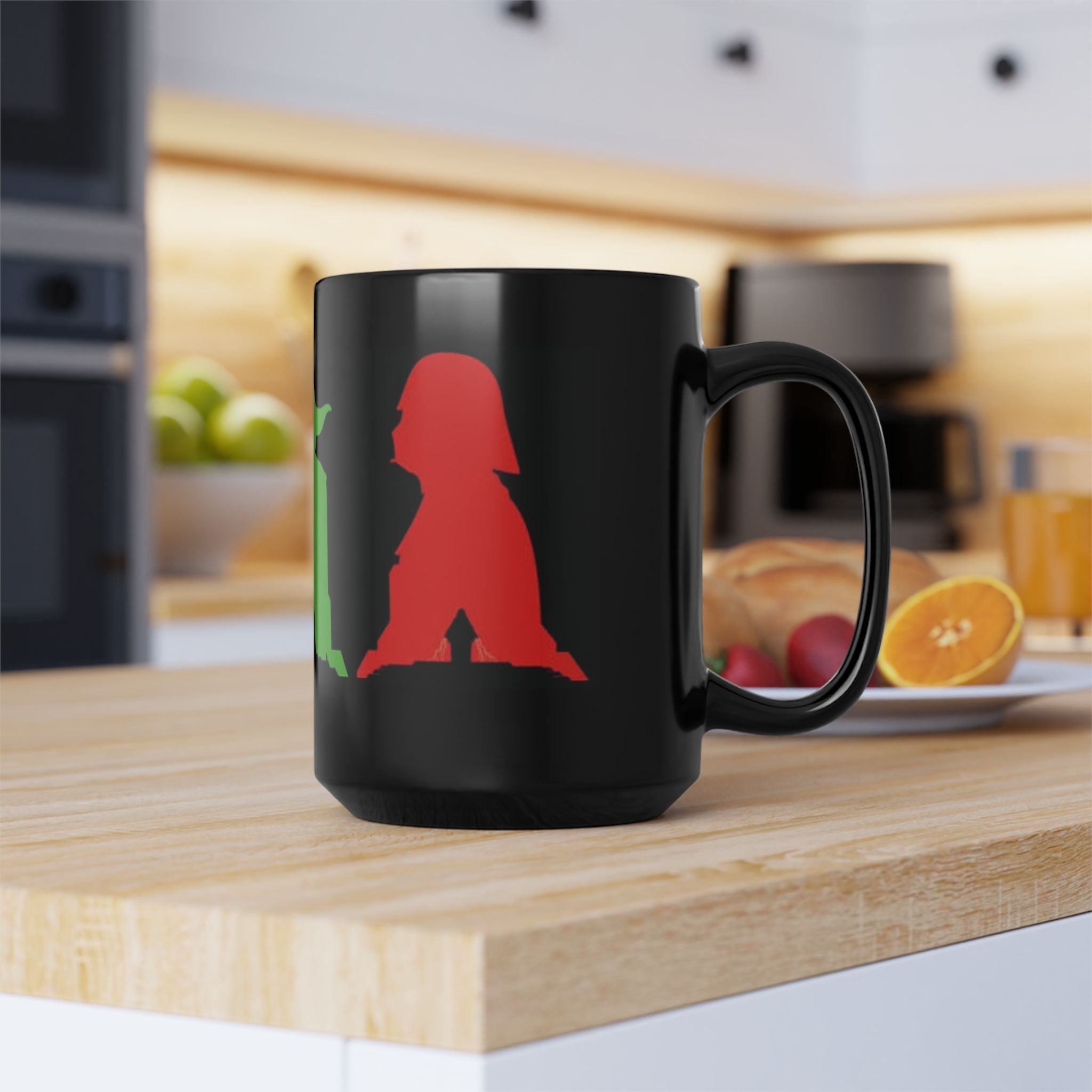 Star Wars Silhouette Mug — Yoda, Vader & Luke Color Portrait Coffee Cup (11oz/15oz)