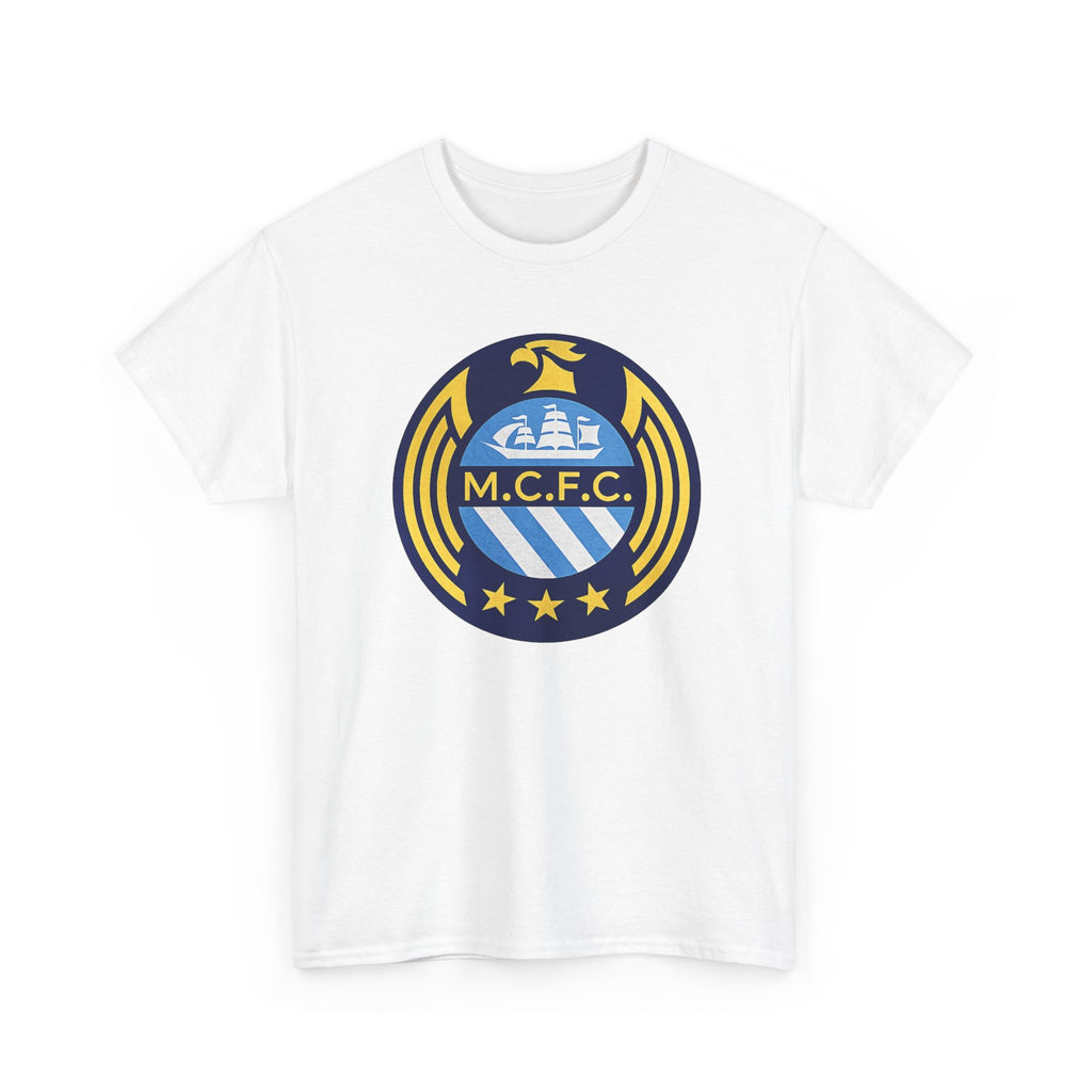 MCFC Crest T-Shirt — Vintage Blue & Gold Soccer Tee