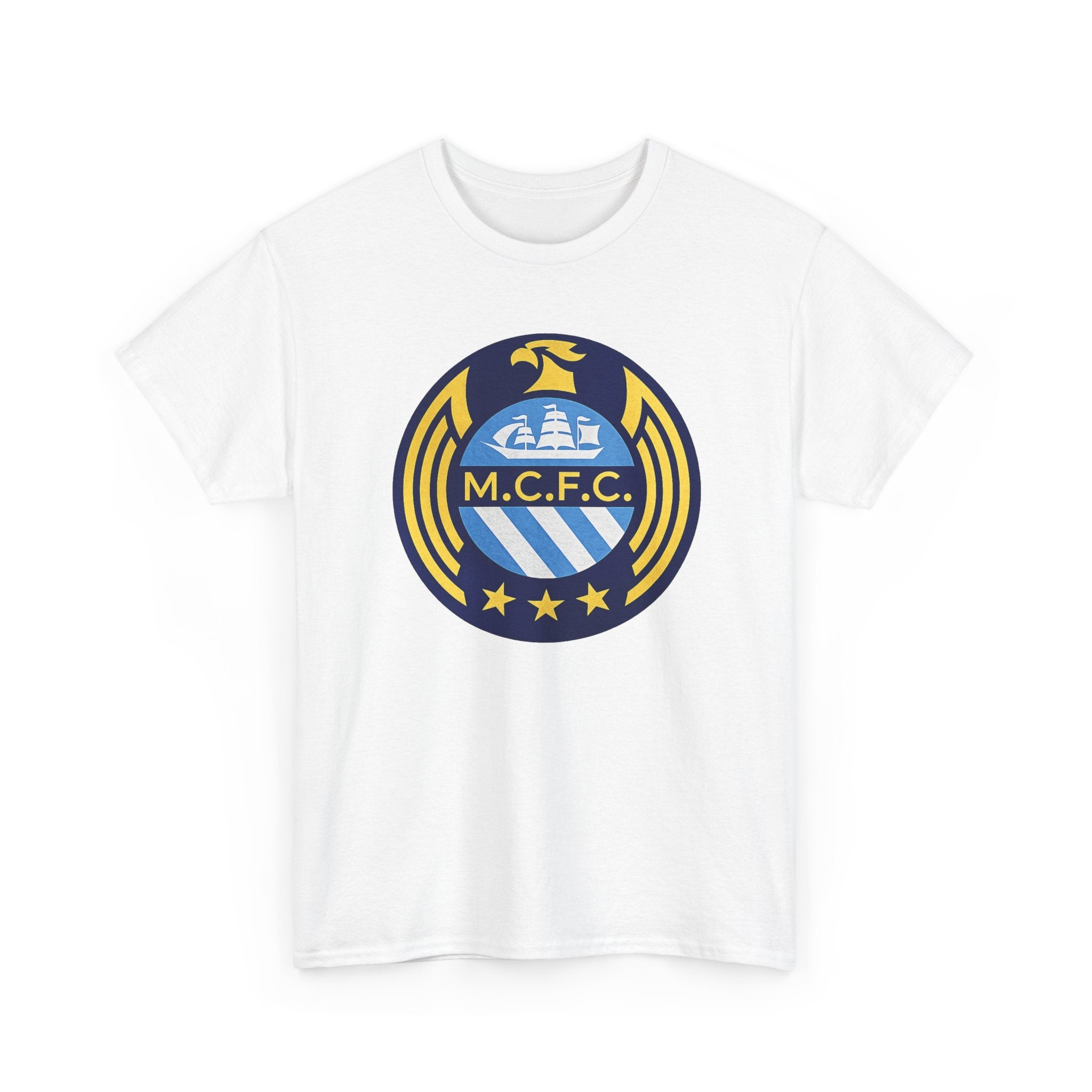 MCFC Crest T-Shirt — Vintage Blue & Gold Soccer Tee