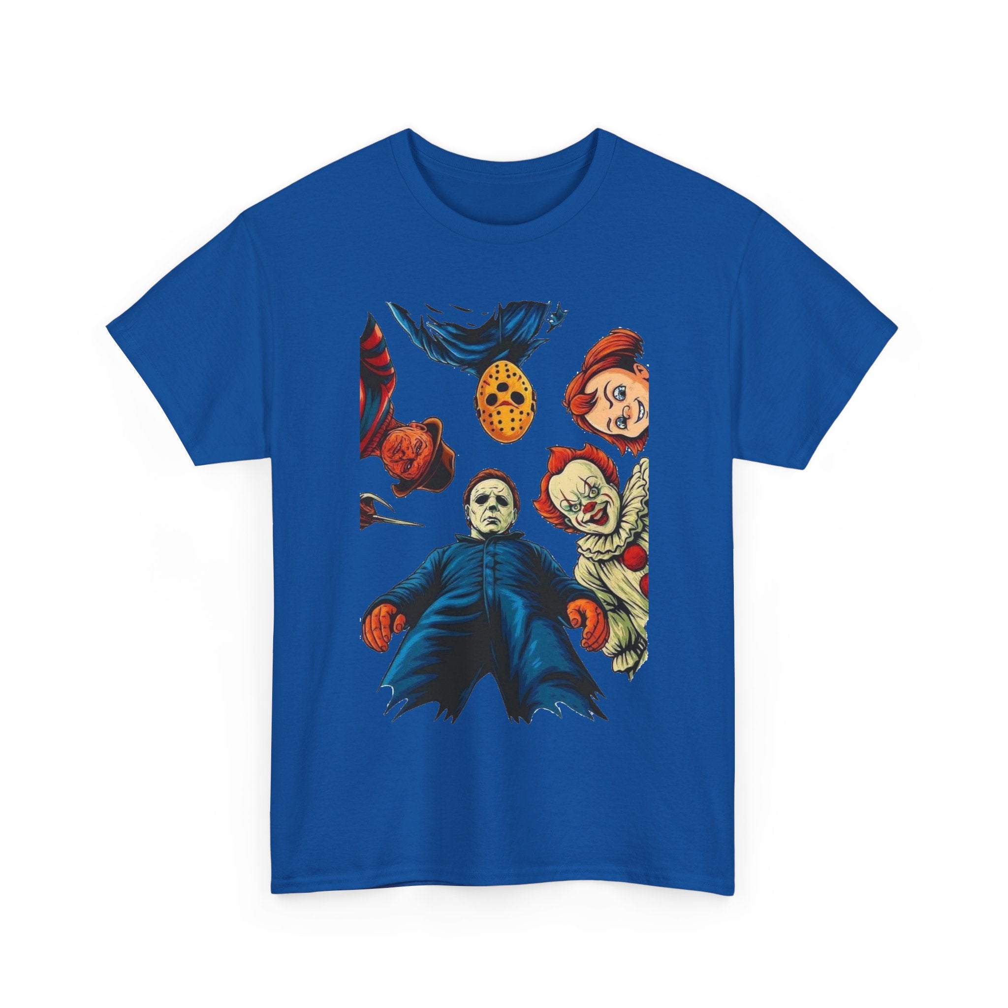 Horror Movie Icons Graphic Tee — Michael Myers, Jason & Classic Clowns Halloween T-Shirt