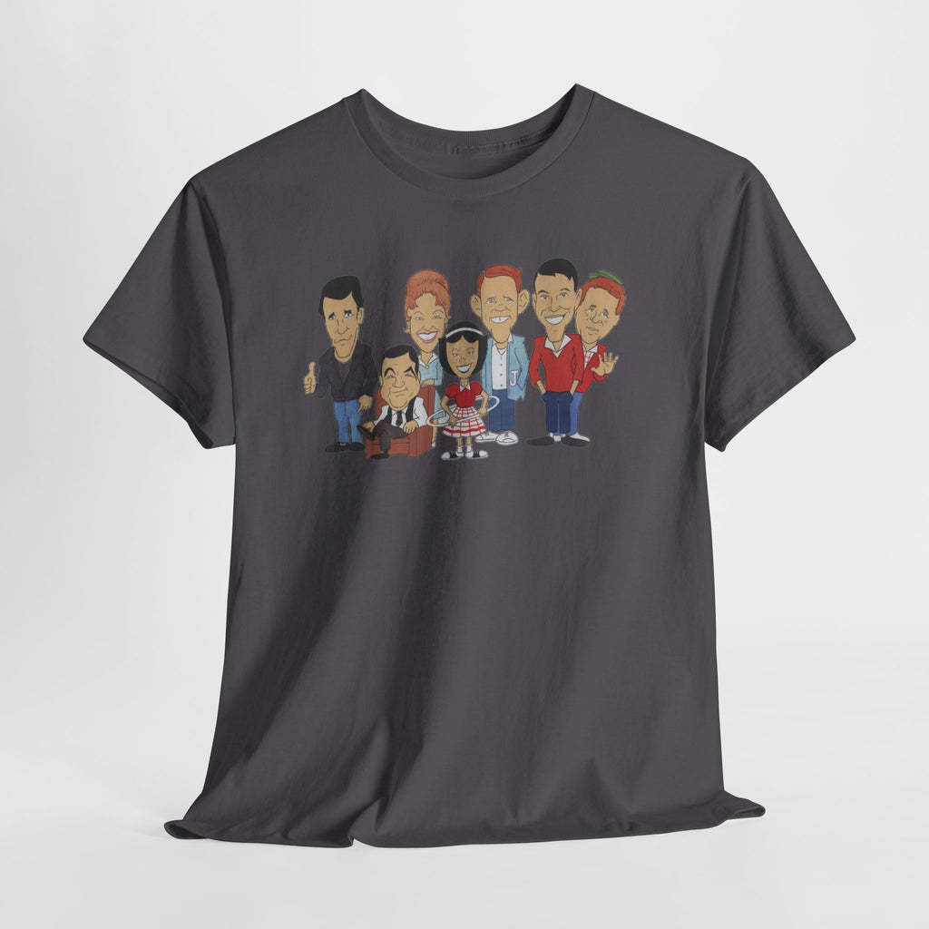 Happy Days Retro TV Cast Cartoon Tee - Vintage Sitcom Character Group Shirt
