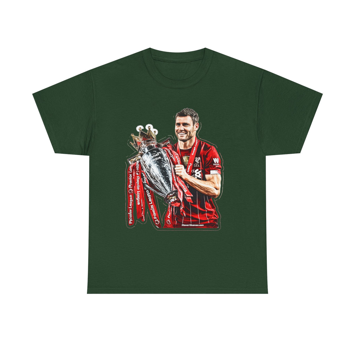 James Milner Liverpool Premier League Champion Trophy T-Shirt — Player Holding Premier Trophy