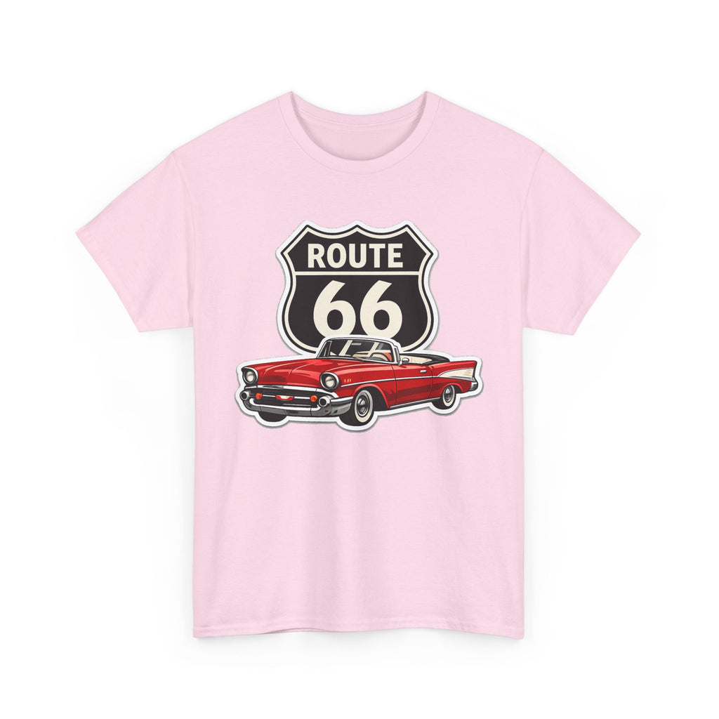 Route 66 Classic Car T‑Shirt — Retro Red Convertible Road Trip Tee