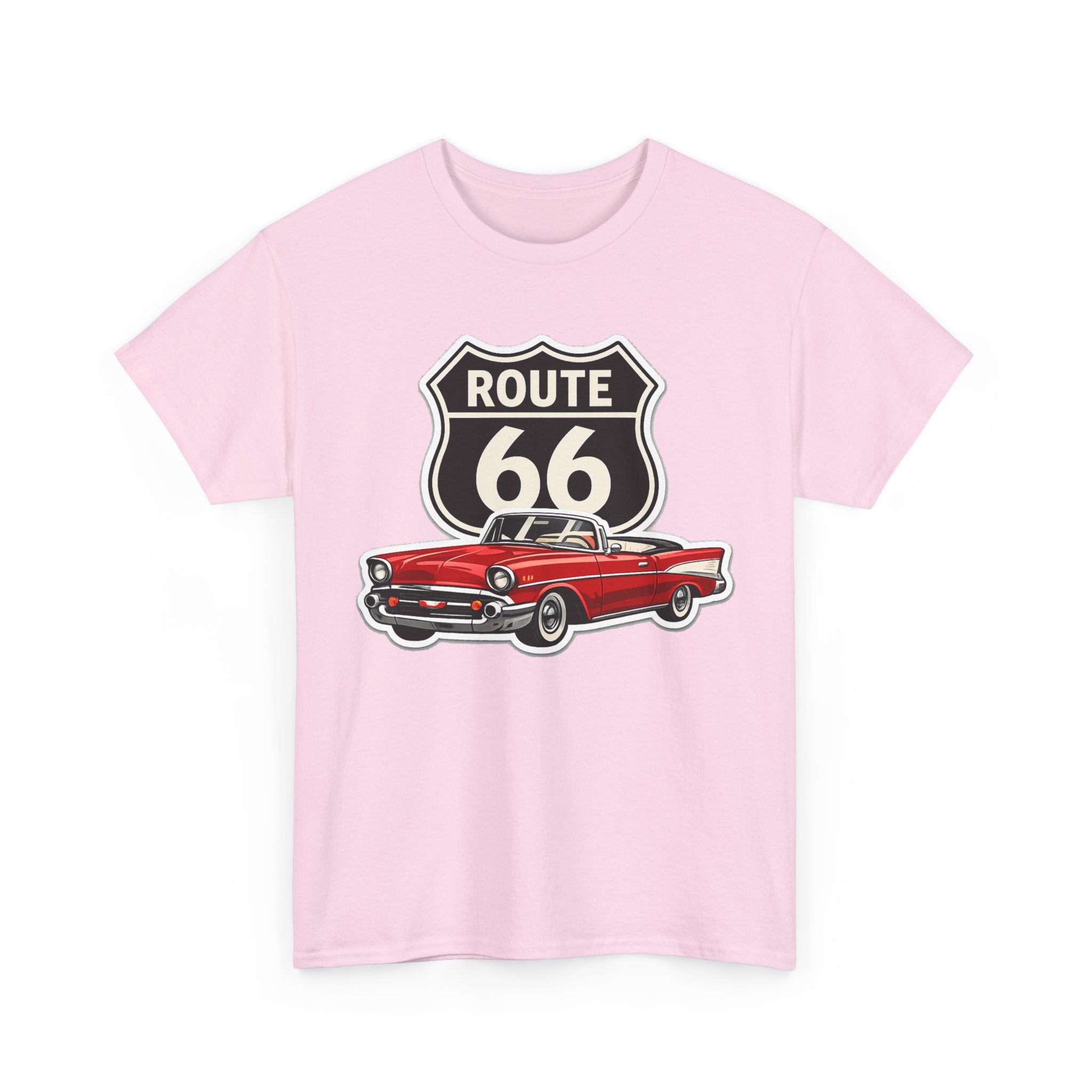 Route 66 Classic Car T‑Shirt — Retro Red Convertible Road Trip Tee
