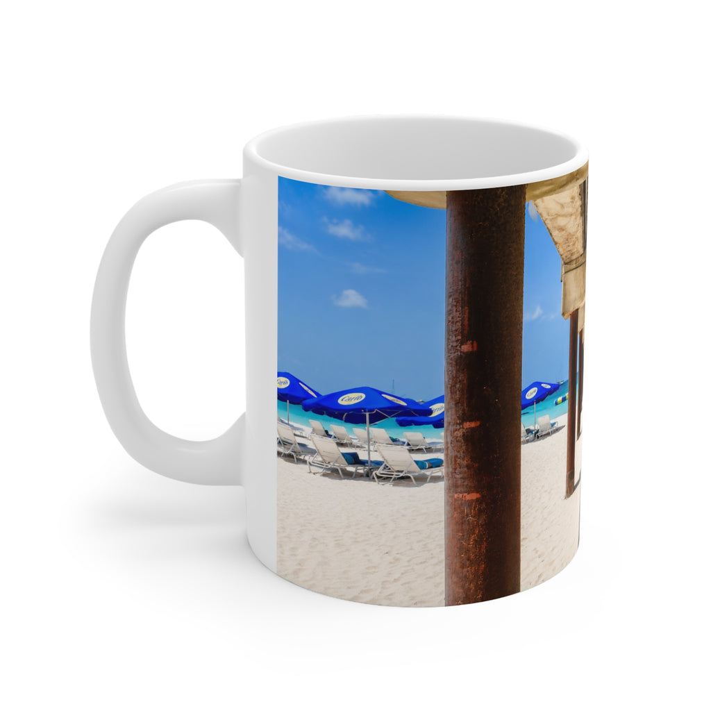 Barbados Beach Pier Photo Mug — Tropical Ocean View Coffee Cup (11oz & 15oz)