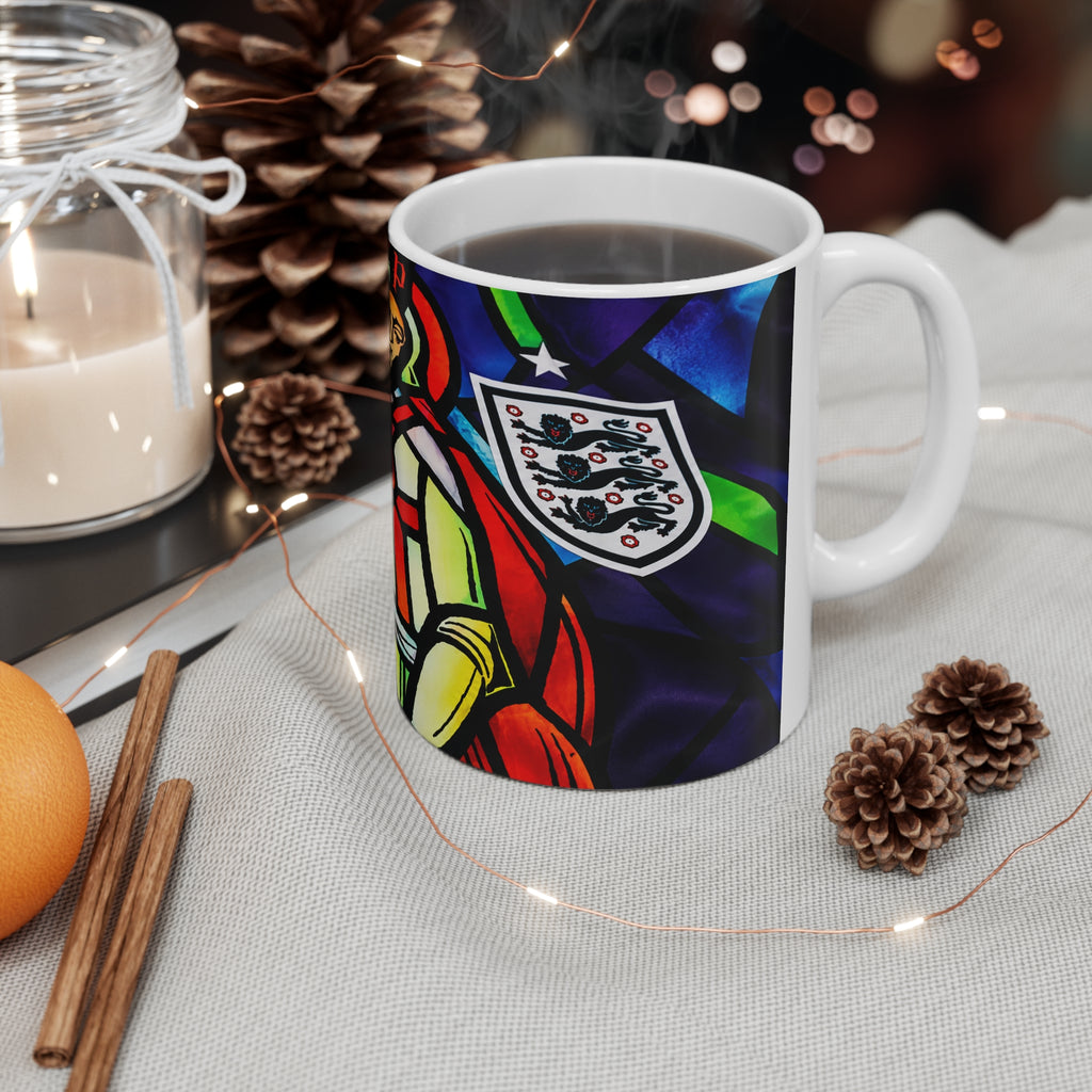 England St George Stained Glass Saint Ceramic Coffee Mug — 11oz & 15oz