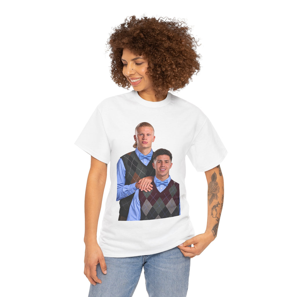 Haaland and Enzo Geek Cotton T-Shirt — Two Guys in Argyle Sweater Vests
