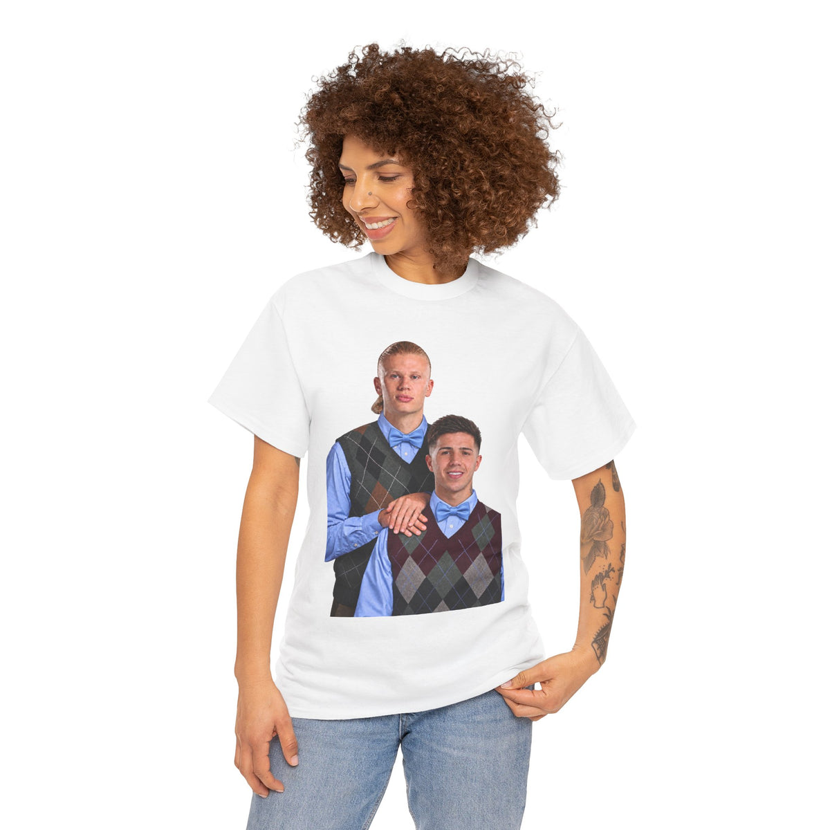 Haaland and Enzo Geek Cotton T-Shirt — Two Guys in Argyle Sweater Vests