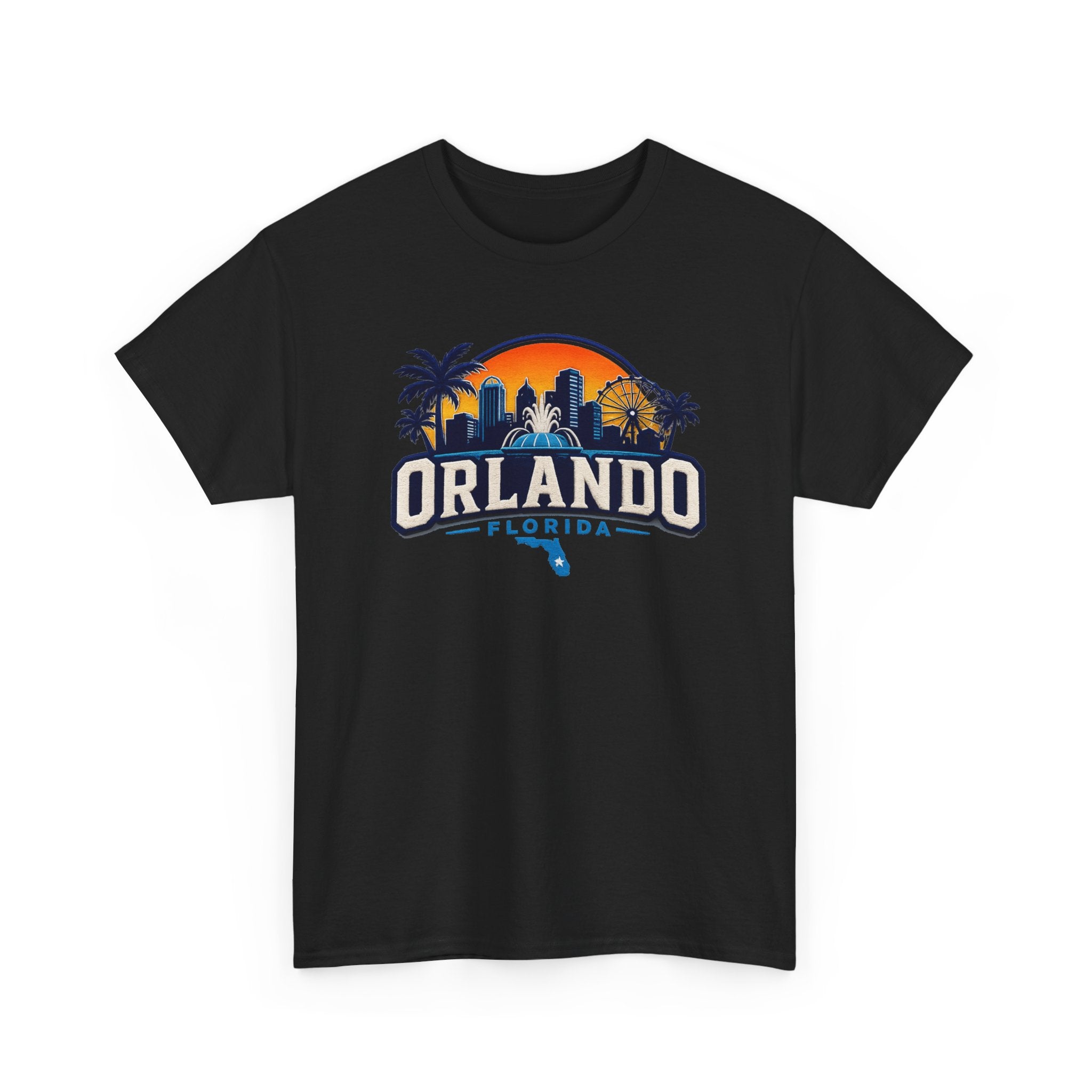 Orlando Florida Sunset T-Shirt — Retro Skyline & Palm Tree Vacation Tee