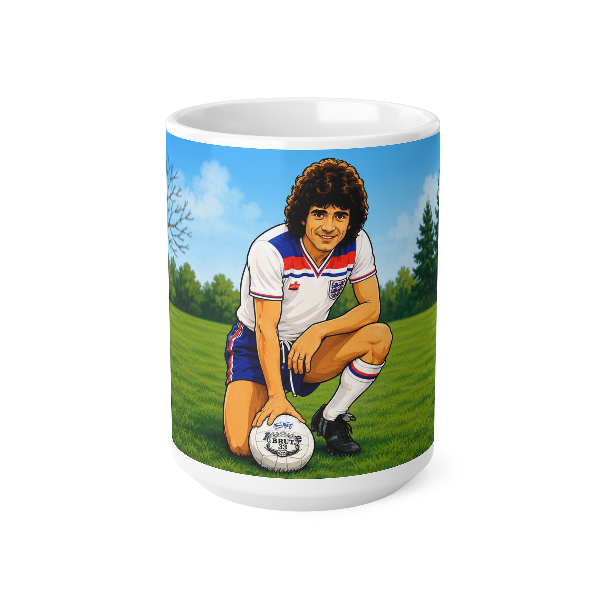 Kevin Keegan England Retro Soccer Player Ceramic Mug — Vintage 80s Footballer Coffee Cup (11oz & 15oz)