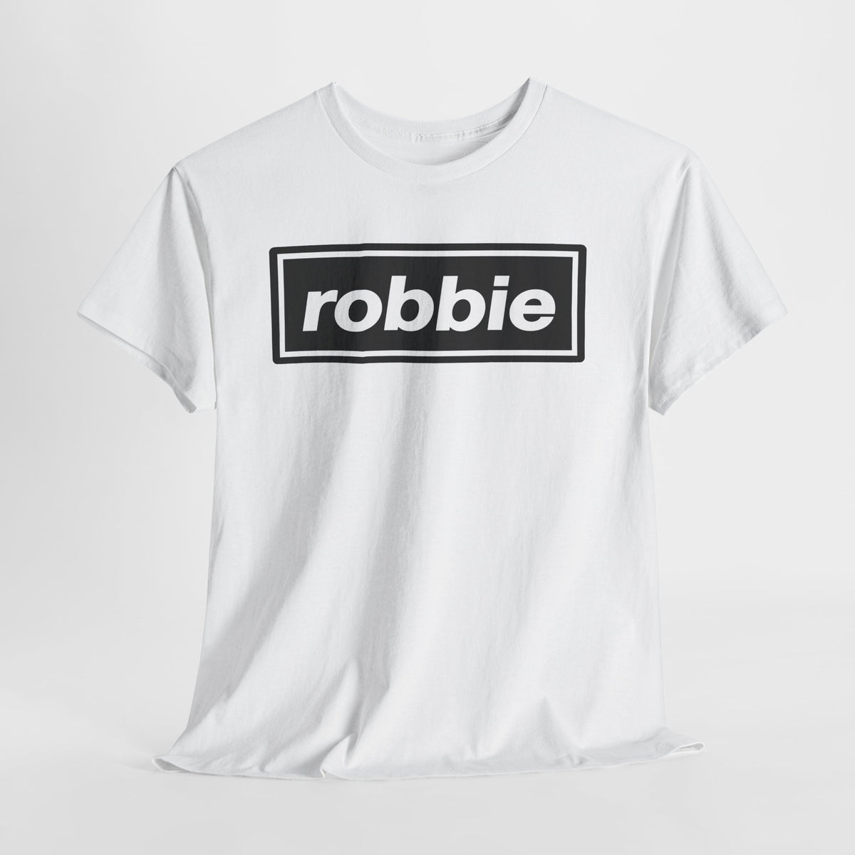 Robbie Inspired Cotton T-Shirt — Minimal Black Box Logo T-Shirt