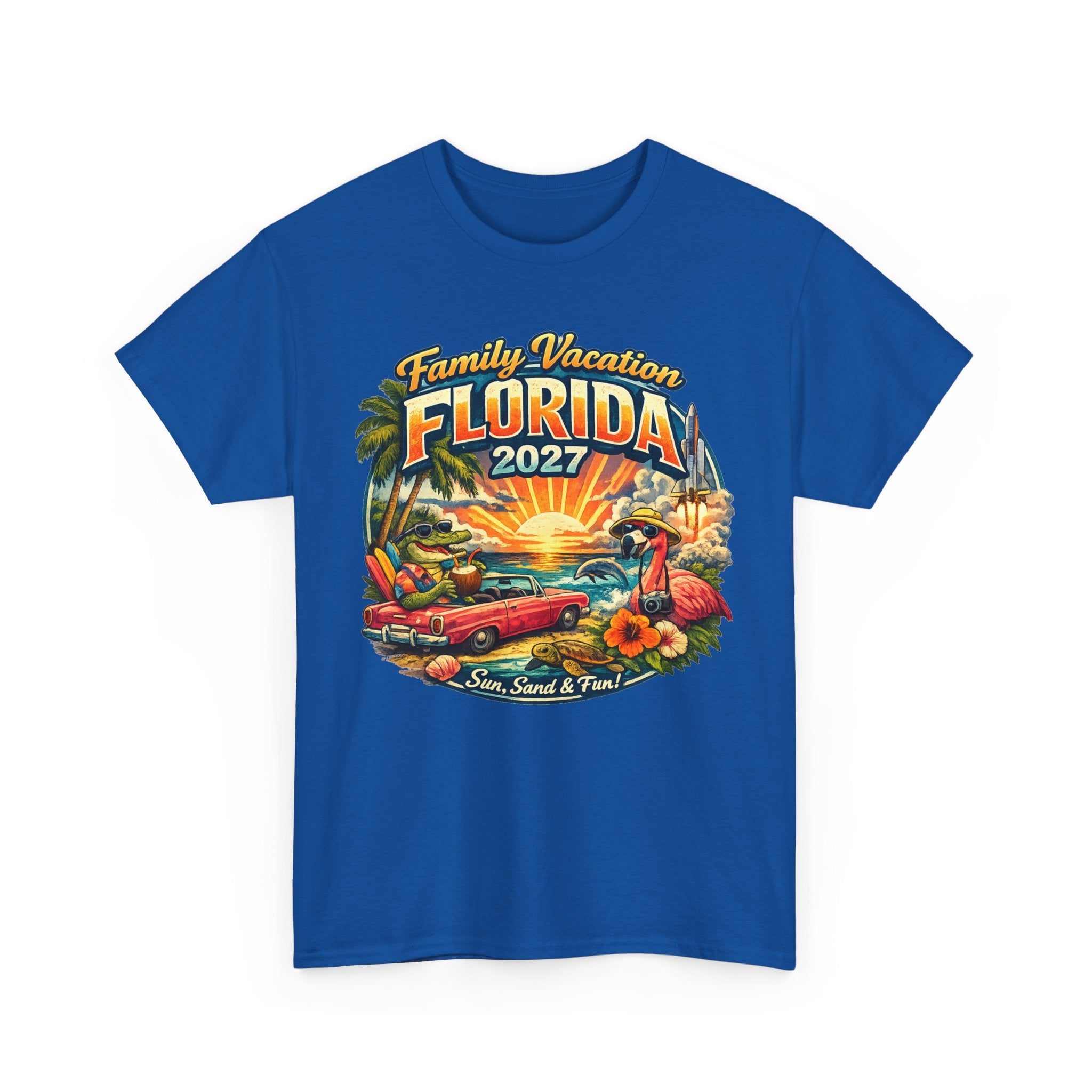 Florida Family Vacation 2027 T-Shirt — Retro Sunset Beach Design