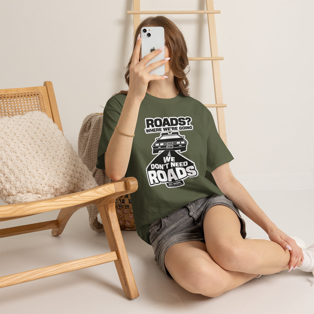 Roads? Where We’re Going We Don’t Need Roads Cotton T-Shirt
