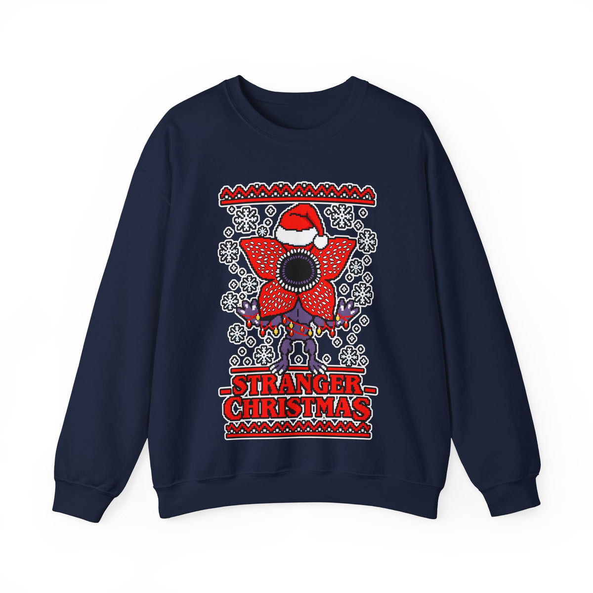 Stranger Christmas Crewneck Sweatshirt – Retro Demogorgon Holiday Sweater