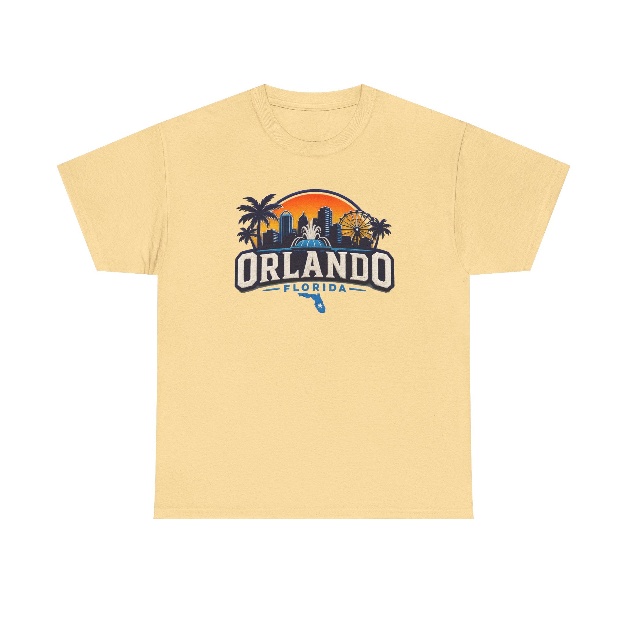 Orlando Florida Sunset T-Shirt — Retro Skyline & Palm Tree Vacation Tee