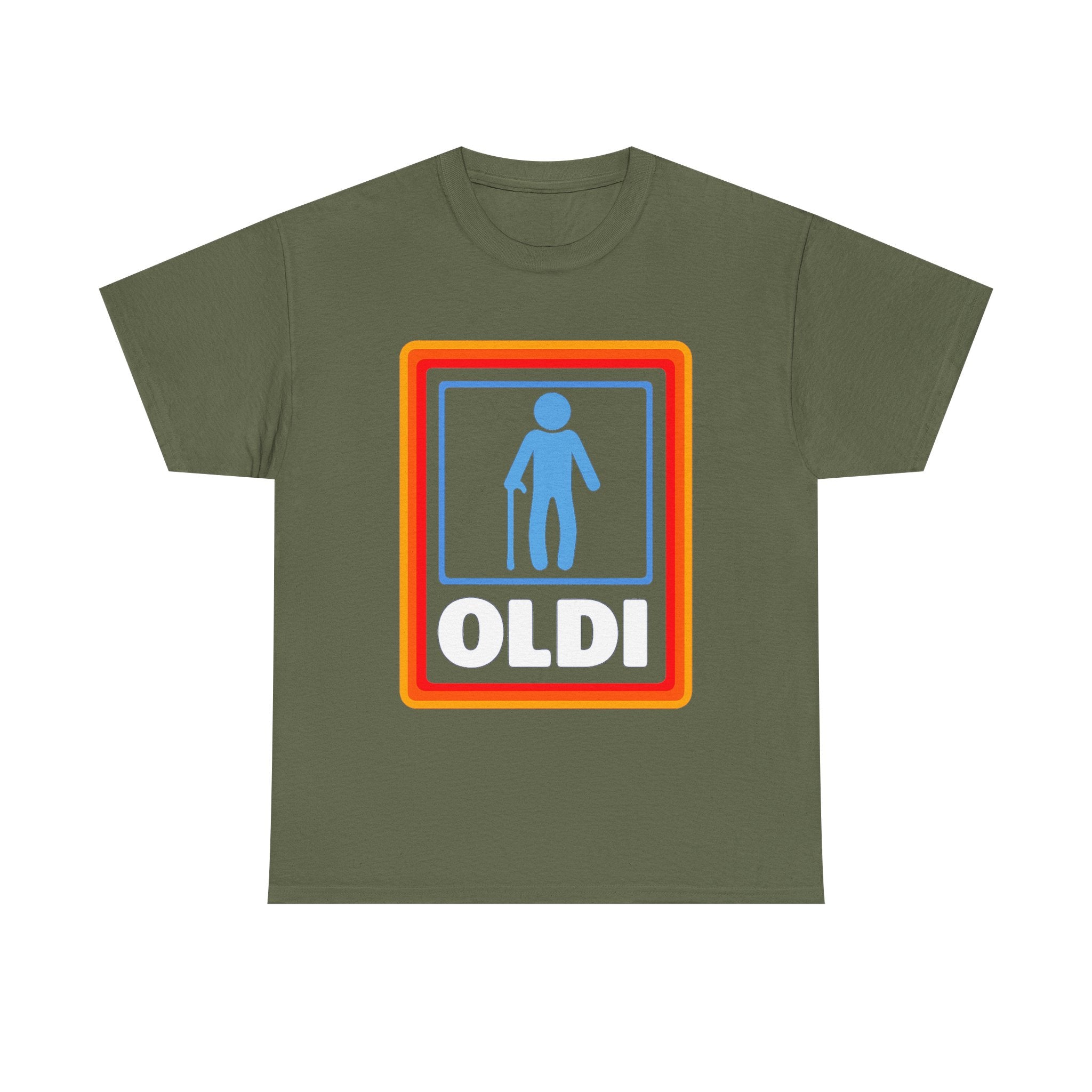 Oldi Retro Logo Tee — Funny Elderly Humour T-Shirt