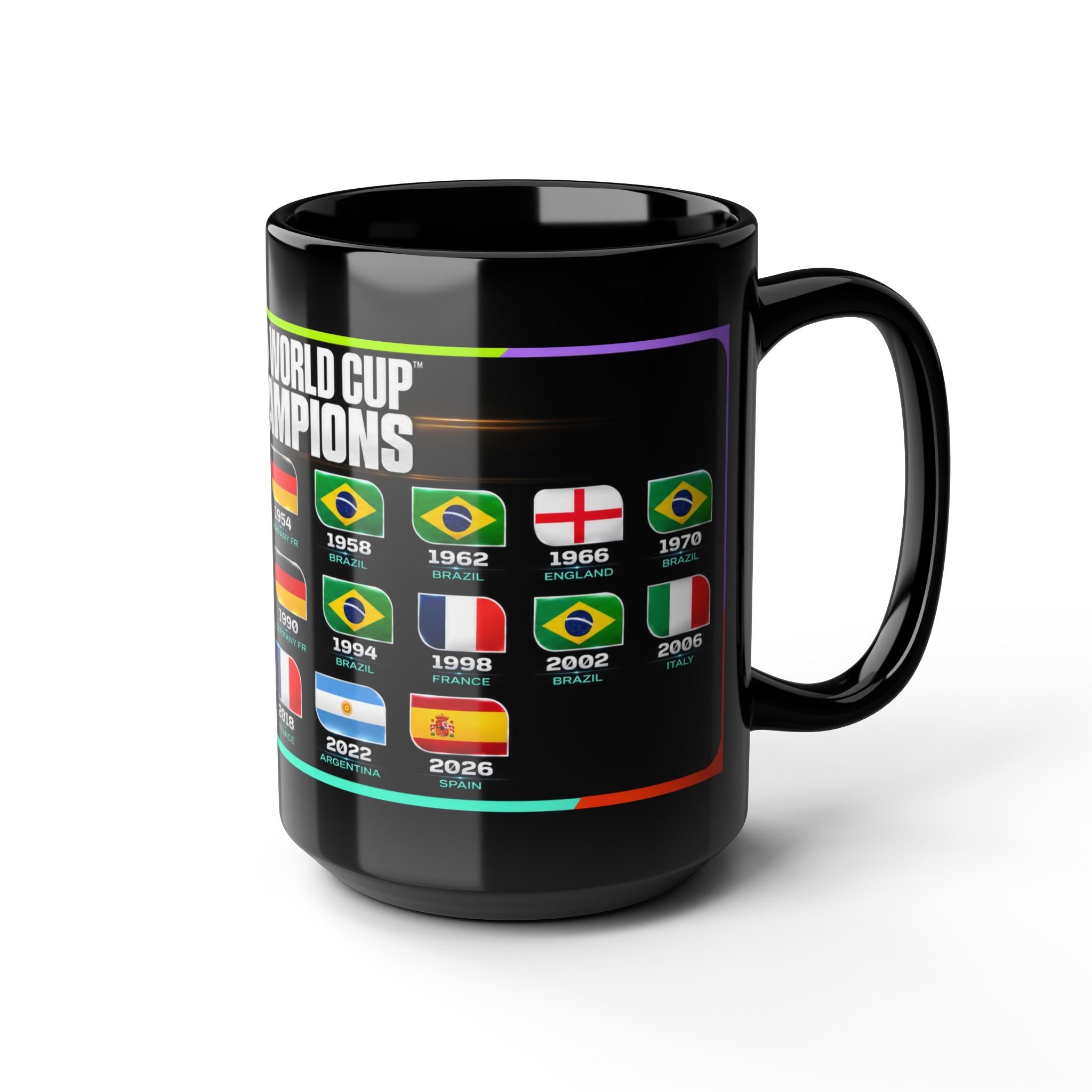 FIFA World Cup Champions Black Mug – All Winning Nations Timeline (11oz/15oz)