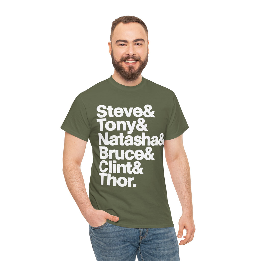 Avenger Names T-Shirt — Steve & Tony & Natasha & Bruce & Clint & Thor Tee
