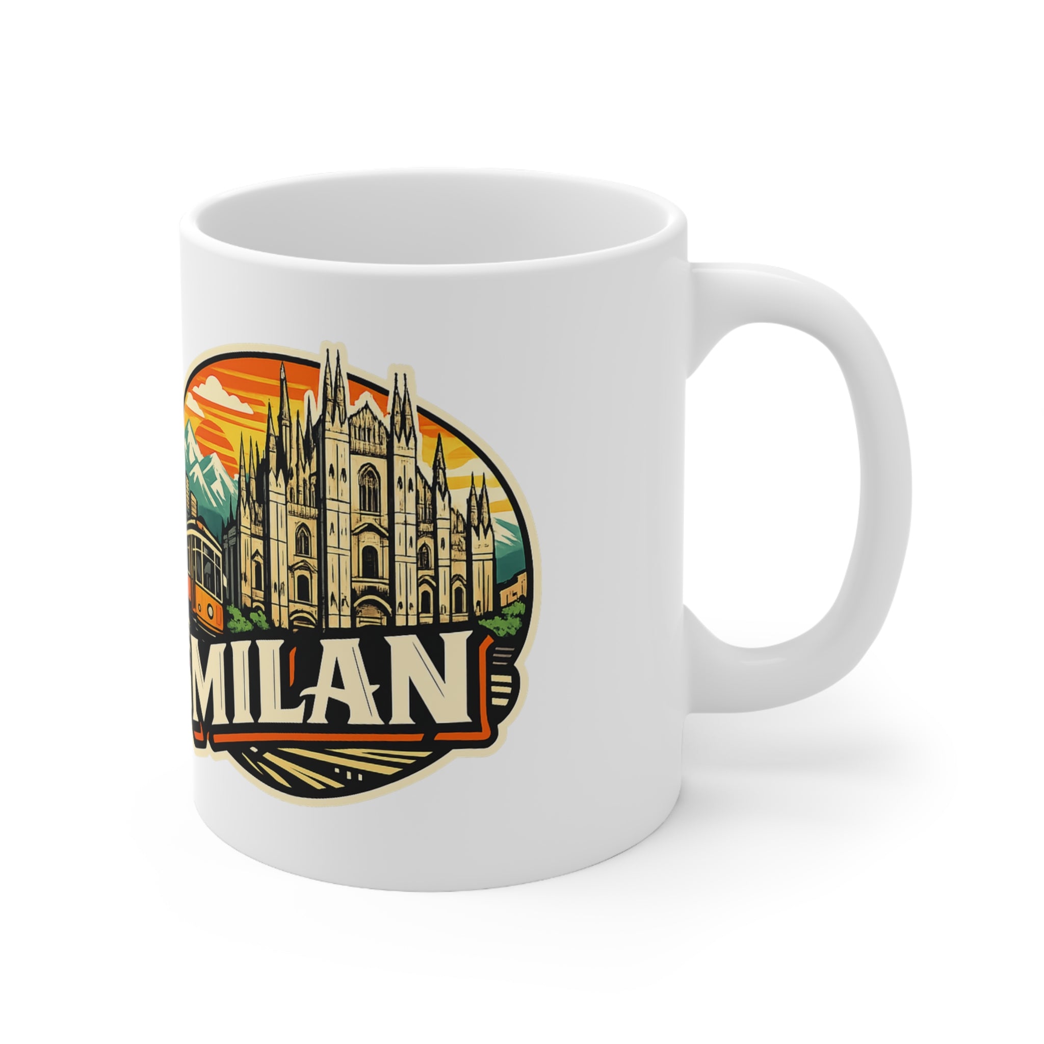 Milan Italy Travel Mug – Vintage Cityscape Ceramic Coffee Cup (11oz & 15oz)
