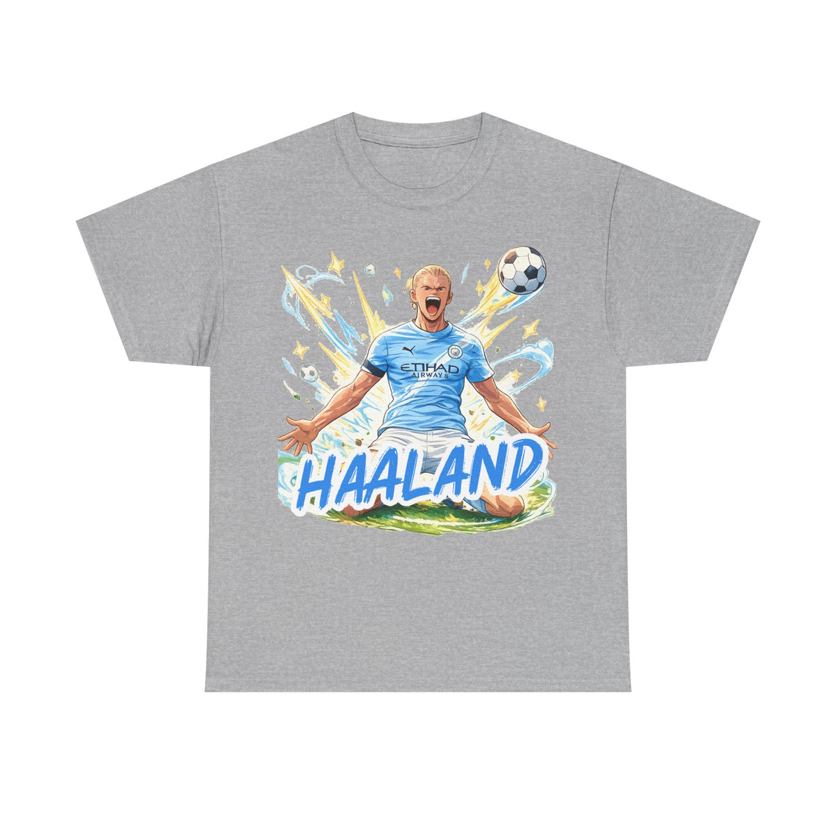 Erling Haaland Anime Fan Tee — Celebratory Football Player Graphic T-Shirt