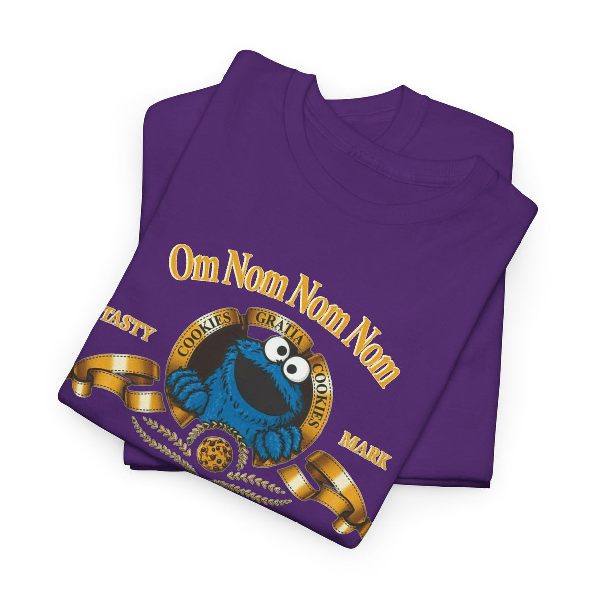 Cookie Monster "Om Nom Nom Nom" Vintage Badge Cotton T‑Shirt
