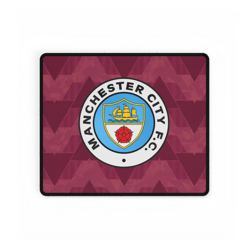 Manchester City REtro Shirt / Crest Desk Mat — Burgundy Football Gaming Mousepad