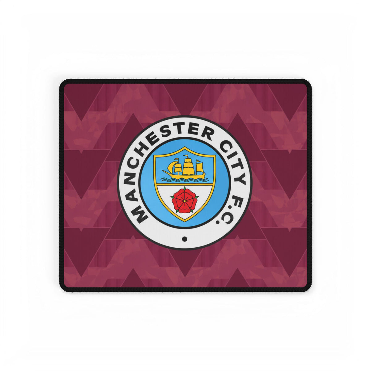 Manchester City REtro Shirt / Crest Desk Mat — Burgundy Football Gaming Mousepad