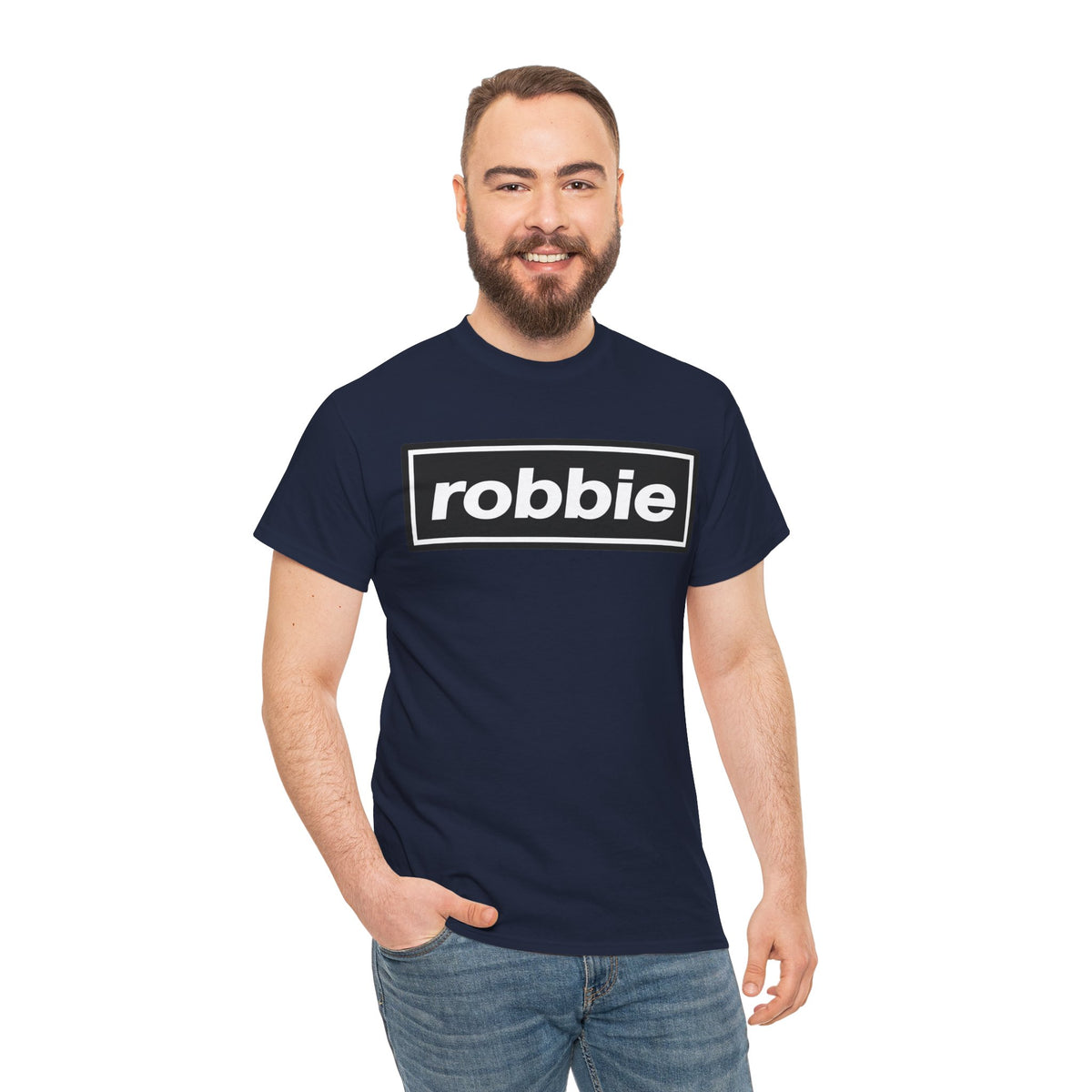 Robbie Inspired Cotton T-Shirt — Minimal Black Box Logo T-Shirt