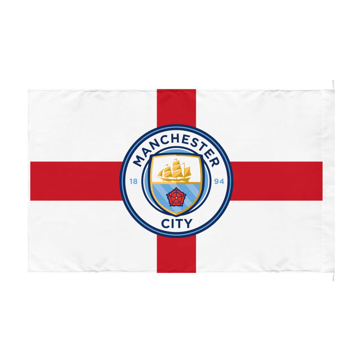 Manchester City St George Cross Flag — Double-Sided Football Banner