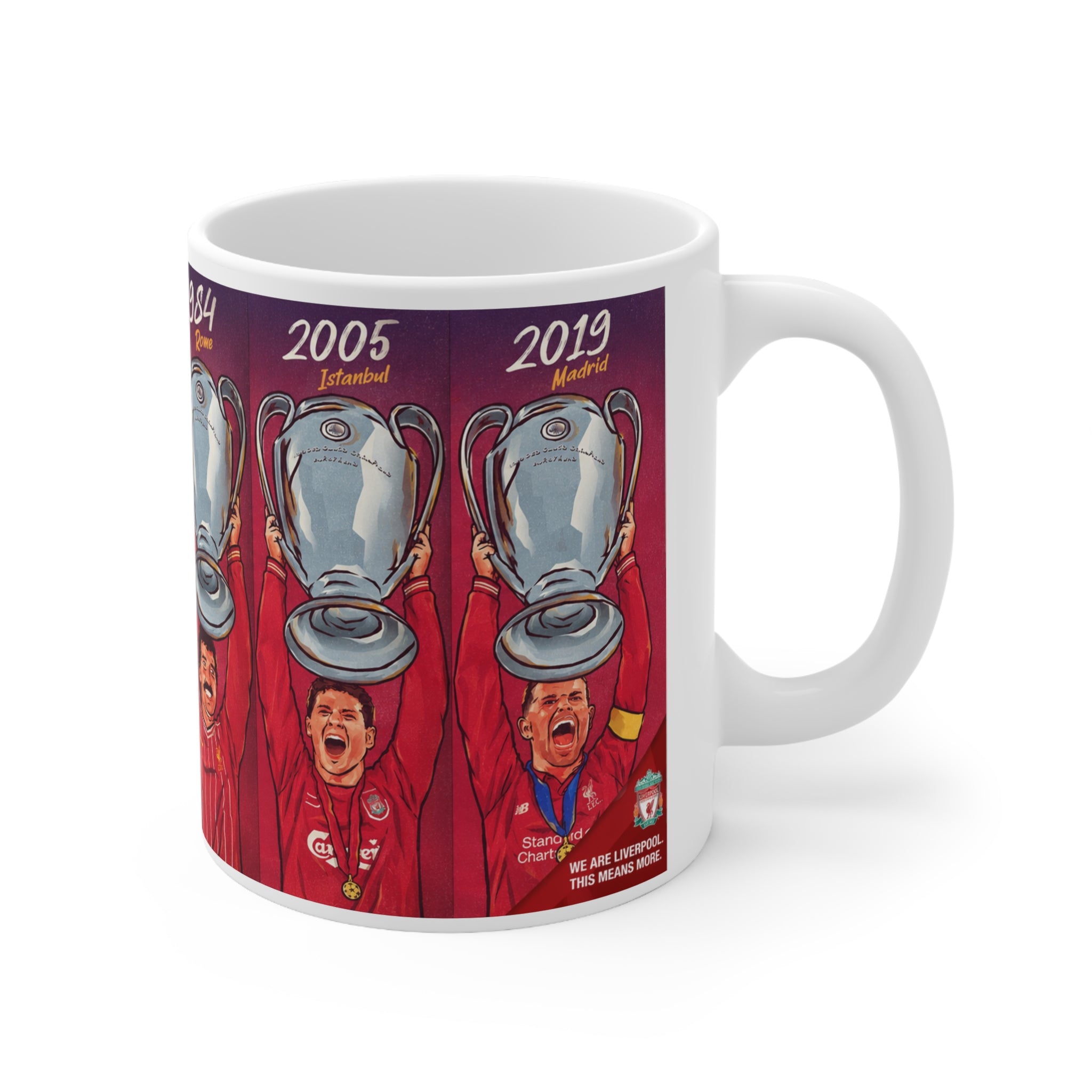 Liverpool Champions Cups Mug — Retro 1977–2019 European Cup Winners Ceramic Coffee Cup (11oz & 15oz)